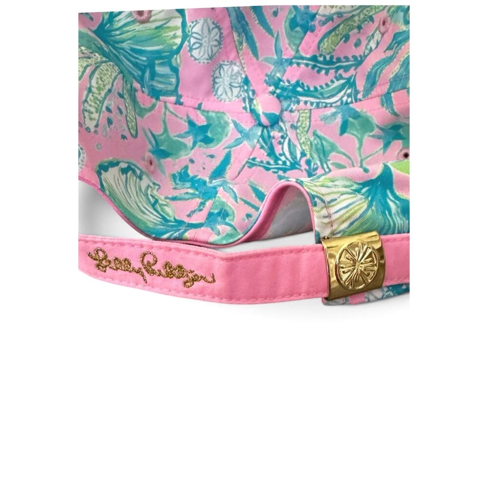 Lilly Pulitzer Run Around Baseball Hat Cap Pink And Blue Tropical Print - Picture 6 of 6